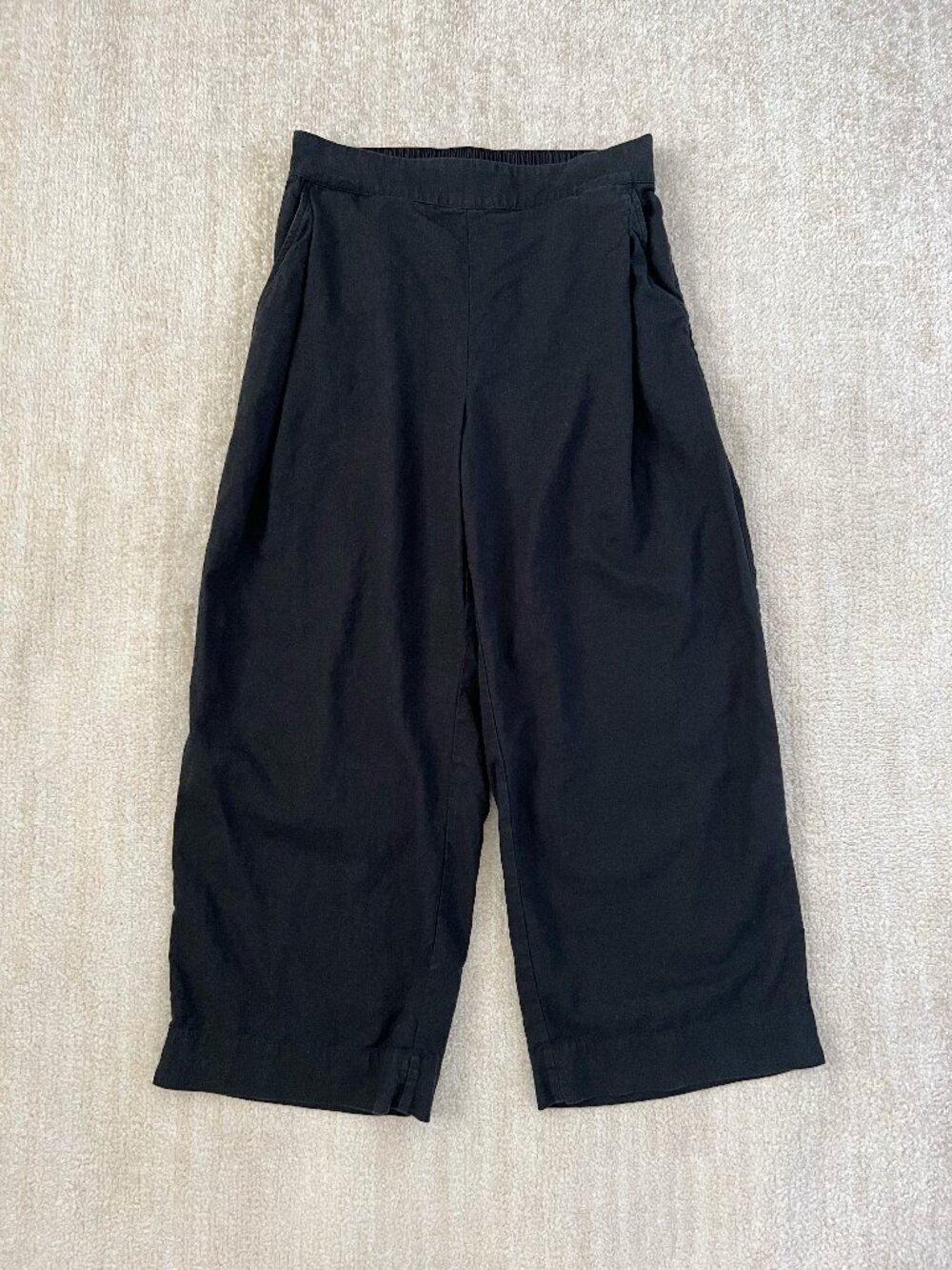Madewell Black Linen Blend Petite Pull On Straight Crop Pants NP860 Size 2P